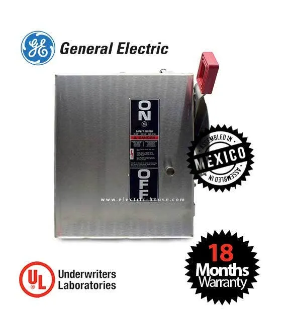 GENERAL ELECTRIC - Safety Switch, Non-Fusible 3 Poles 30A, 600V Nema 4/4x, Stainless, UL Listed