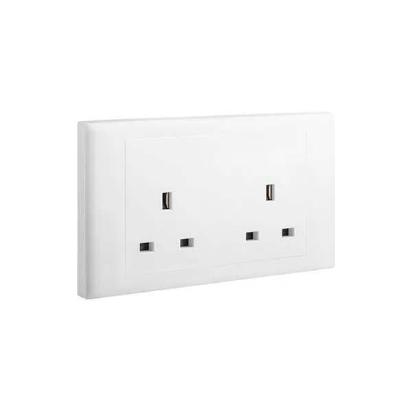 ليجراند - مقبس إلوي، بريطاني، مجوز، Unswitched، 13A، 250V، أبيض