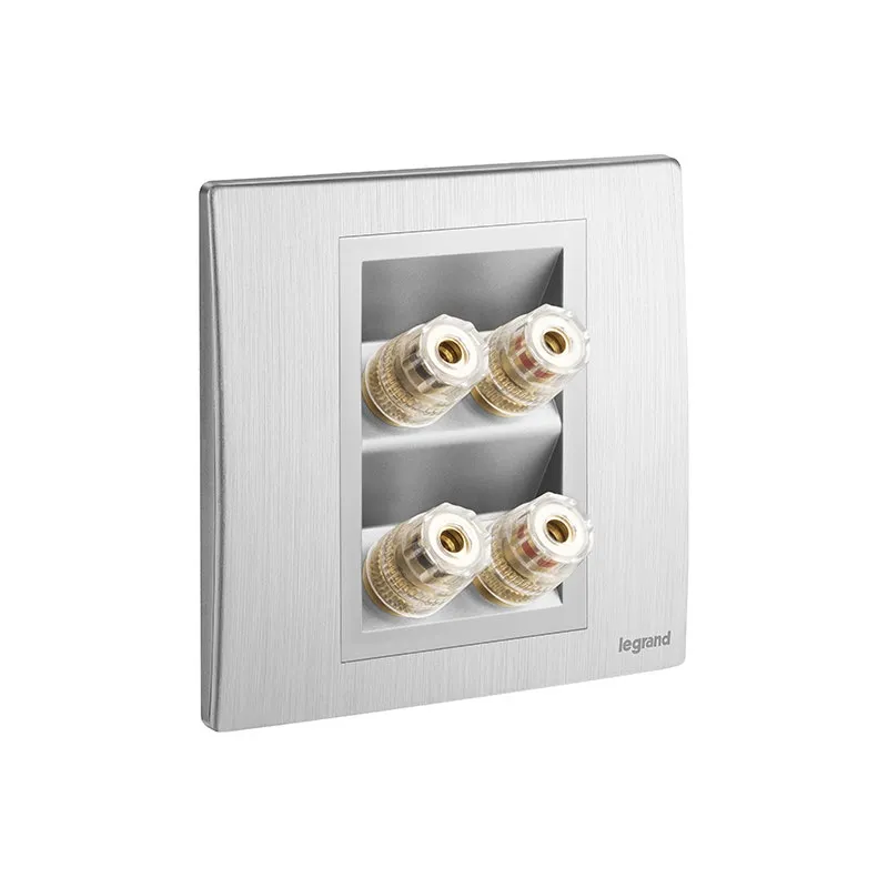 LEGRAND - Single Loudspeaker Socket Outlet Mallia Senses, 2 Gang, Brushed Aluminium
