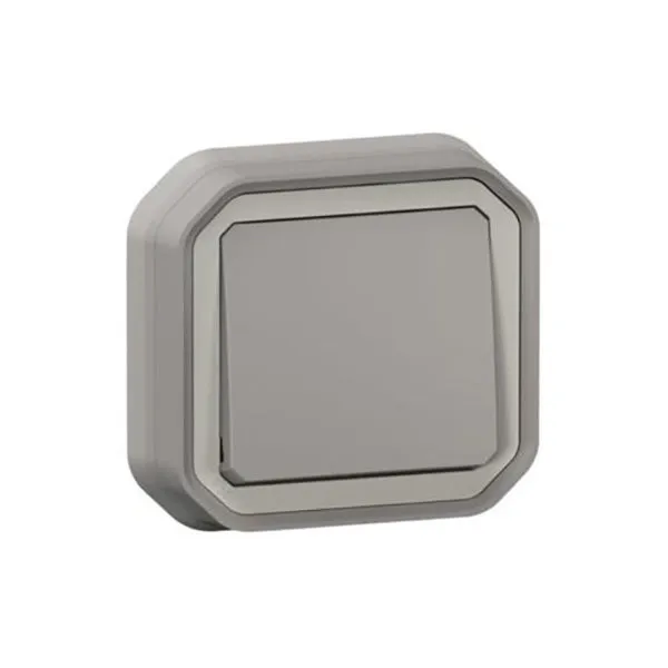 ليجراند - مفتاح Plexo، IP55، فتحة،خط 2، 10A 250V، تثبيت غاطس، رمادي