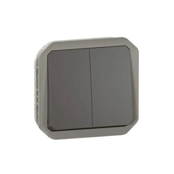 ليجراند - مفتاح/زر ضغط Plexo، IP55، فتحتين،خط 2، 10A 250V، آلية، أنثراسايت