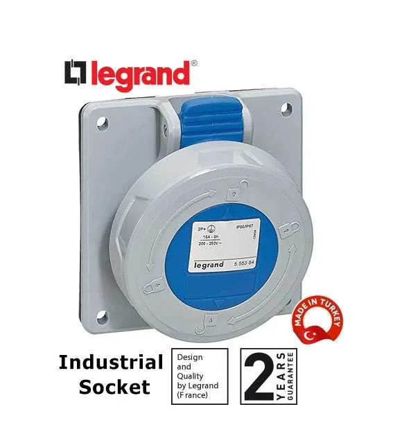 LEGRAND - Panel Mounting Socket P17, IP66/67, 200/250 V~, 32 A, 2P+E