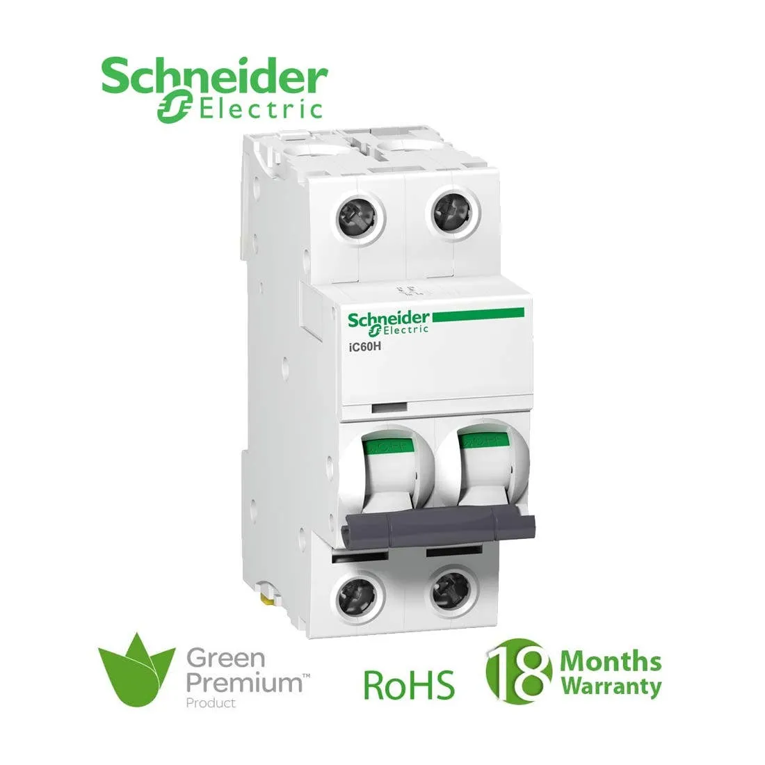 SCHNEIDER - MCB Breaker, Acti9 iC60H, 2P, 63A, C curve