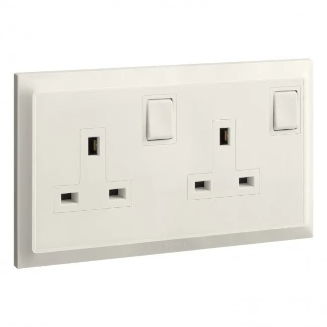 LEGRAND - British standard socket outlet Belanko S - 13A x 250V~ 2 gang double pole switched - Ivory